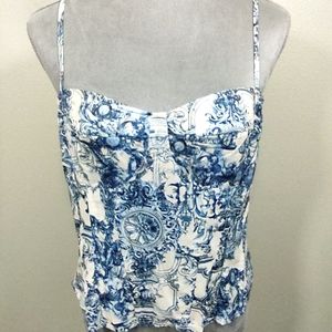 Pretty Little Thing Sz 10 Boned Corset Style Top Greek God Statue Exposed Zipper